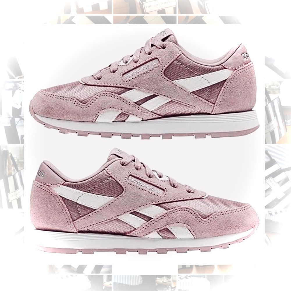 REEBOK | 6.5 / 7.5 | Lilac Nylon Classic Suede Sneaker White Silver Stripes